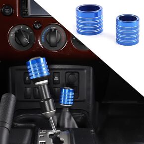 Gear Shift Knob Cover Trim for Toyota FJ Cruiser 2007-2021 Accessories, Aluminum Alloy Auto Gear Shift Head Cover Protector Decoration 2PCS (Black)