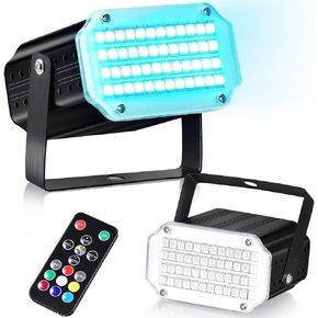 2 جهاز كمبيوتر شخصى ضوء ستروب LED للهالوين، أضواء الحفلات المنشَّطة بالصوت، ملونة، إضاءة DJ للتحكم عن بعد، أضواء النادي الساطعة المحمولة سهلة الاستخدام مع 48 مصباح LED RGB لعرض DJ ديسكو كاريوكي الرقص الزفاف in Kuwait