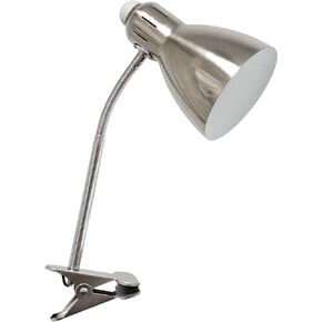 Simple Designs LD2016-BSN Adjustable Flexible Gooseneck Clip Light Desk Lamp, Brushed Nickel