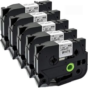 NEOUZA 5PK متوافقة مع خرطوشة شريط الملصقات Tze TZ المغلفة من Brother مقاس 24 مم × 8 متر (مجموعة من TZe-251 أسود على أبيض)