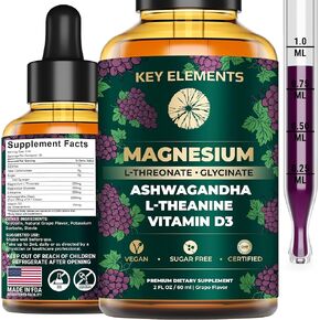 [Sleep, Mood, Calm] Liquid Magnesium L-Threonate with Magnesium Glycinate for Sleep, Ashwagandha with L Theanine and Vitamin D3 with Magnesium Supplement - Ashwagandha and Magnesium with L-Theanine