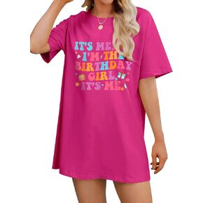 Oversize Shirt for Women It's Me Hi I'm Birthday Girl It's Me Letter Tee Shirt Party Short Sleeve Tops