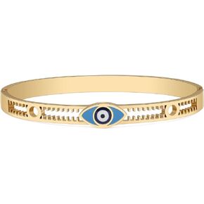 Stainless Steel Evil Eye Bracelets 18K Gold Bangle Bracelets for Women Teen Girls Lucky Cuff Bracelet Protection Jewelry Charms