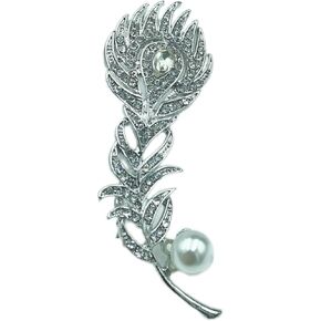 Rhinestone Feather Brooches for Women Men,Vintage Animal Peacock Pins Gold/Silver/Blue/ Crystal Diamond Lapel Pins Fashion Enamel Feather Leaf Brooch Elegant Dress Coat Pin Decor Wedding Christmas Birthday Jewelry Gifts