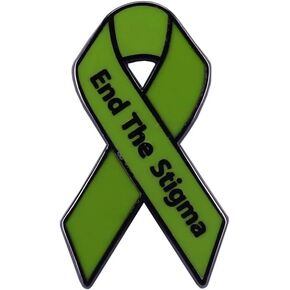 End the Stigma green mental health awareness ribbon enamel pin badge feminist pin gifts for women