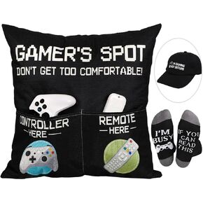Grandpa Gifts - 2-Pocket 2-Sided Pillow Covers 18"*18" + Engraved Spoon + Socks, Fathers Day Birthday Gift for Grandfather, Papa (No Fillers)