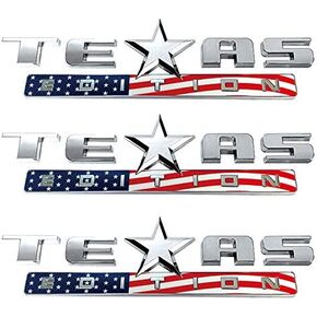 1PC Texas Edition Emblem Silver&Black/Silver&Red/All Black/Black&Red/Color American Flag&Silver/Black American Flag&Silver for Chevy Silverado Sierra Universal (All Black)