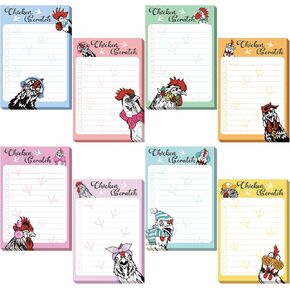8 Pads Funny Chickens Sticky to Do Notepad Chicken Scratch Notepad Chicken Gifts for Chicken Lovers Rooster Baby Chicken Coop Hens Lover Gifts Chicklet Barn Office Decor Accessories, 4 x 6''