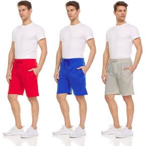 3-Pack Premium Men’s Fleece Sleep Shorts- - Athletic Activewear Short with Pockets- Sweat Shorts for Sports, Gym, Workouts