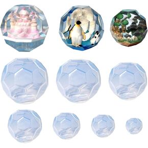 7pcs Hexagonal Faceted Sphere Resin Molds, Large Clear 3D Polyhedron Sphere Silicone Molds for Epoxy Resin, 7 Sizes Geometry Silicone Resin Molds for Candle Home Decor, Style A