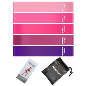 Resistance Bands, ishphso Exercise Bands Resistance Loop Bands for Working Out Stretch Bands for for Women Men Kids Pilates Set of 5 Different Exercise Loop Bands Levels with Instruction and Carry Bag