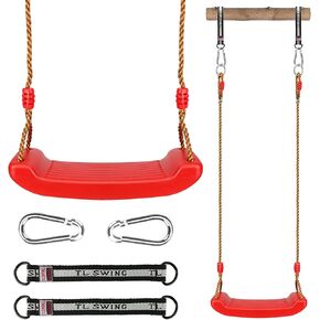 Luckit Swing Set Children Swing Plastic Swings with Easy Install Adjustable Rope Safe & Durable Child Swing for Children Kids Boys Girls Indoor/Outdoor/Playground/Home/Tree (Orange, Plastic) in Kuwait
