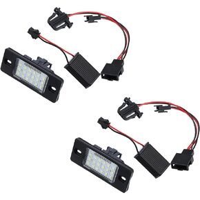 X AUTOHAUX 2pcs LED License Plate Light Lamp Assembly for VW Jetta Wagon 1999-2004 for Porsche for Audi Taillight 6000K with LED Decoders Rear Number License Tag Lamp 13.5V 2W White