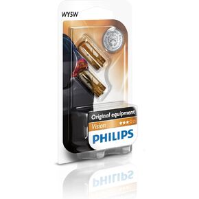 Philips 12396NAB2 Light Bulbs Glass Base WY5W Pack of 2 in Blister Pack