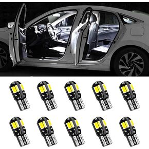 10 قطع T10 مصابيح LED داخلية للسيارة، 8000K 5730-8SMD ضوء إسفين جانبي للسيارة، قبة الخريطة، لمبة إضاءة لوحة ترخيص LED، مصابيح LED عالمية خالية من الأخطاء 12 فولت للسيارات (أزرق)