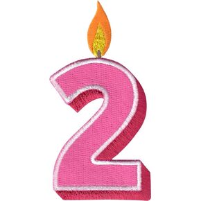 Pink Birthday Number 2 Iron On Patch, Iron On/Sew On - Appliques for Kids Baby