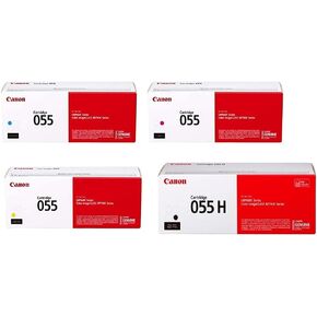 Canon 055 Toner Cartridge Black Yield 7600 Pages and Cyan, Magenta, Yellow Yield 2100 Pages -4 Pack in Retail Packaging