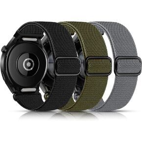 Elastic Band for Samsung Galaxy Watch 6/5/4 40mm 44mm/Watch 5 Pro Band 45mm/Watch 4/6 Classic Bands 47mm 43mm 46mm 42mm Men/Women,No Gap One Click Nylon Strap for Samsung Watch 6 5 4 Correa Reloj,3PCS