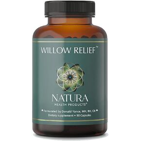Natura Health Products Willow Relief Supplement - Enhances Muscle Relaxation - Featuring White Willow Bark, Turmeric, Boswellin Super Indian Frankincense, Corydalis Rhizome (90 Capsules)