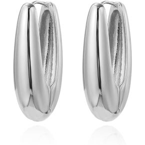 Chunky Gold Large Oval Dangle Drop Earrings, Lengthened Water Drop Huggie Hoop Earrings, Trendy Statement Jewelry Gifts for Women Teen Girls
