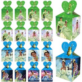ganktowcoy 16pcs تيانا حزب صالح علب الهدايا، الأميرة تيانا عيد ميلاد حزب لوازم أكياس جودي أكياس الهدايا الحلوى للفتيات الفتيان الأميرة والضفدع زخارف حفلة عيد ميلاد in Kuwait