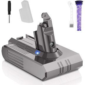 V6 Battery Replacement-6.0Ah Lithium ion Battery 21.6V Compatible with V6 Absolute Motorhead Animal Slim SV09 SV07 SV06 SV05 SV04 DC59 DC61 DC62 DC72 DC74 Cordless Vacuum with Filter