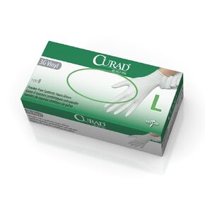 Curad 3G Vinyl Exam Gloves, Synthetic, Powder-Free, 9" Length, Medium, 100 Count (Pack of 10)