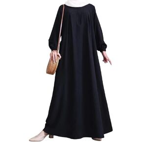 ODIZLI Ramadan Women's Muslim Abaya Prayer Dress Kaftan Dubai Islamic Dress Long Sleeve Stand Collar Zip Up