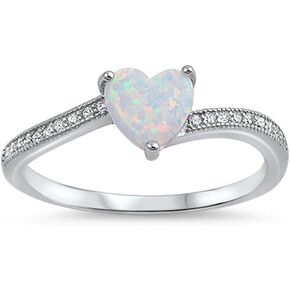CHOOSE YOUR COLOR Sterling Silver Heart Promise Ring