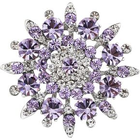 Alilang Adustable Silver Blue Purple Iridescent Crystal Rhinestones Snowflake Flower Floral Ring