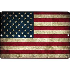 Rogue River Tactical USA American Flag Metal Tin Sign, 12x8 Inch, Wall Decor Man Cave Bar US United States Rustic