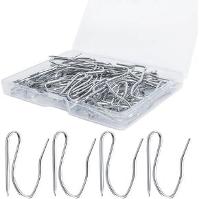 VRSS Drapery Hooks Pins for Curtains, 1.2 Inch Stainless Steel Curtain Hooks, Pin-On Drapery Hooks (60)