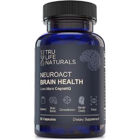 NEUROACT Brain Health-Memory, Focus, Concentration, Mental Clarity with CognatiQ, Lions Mane Mushroom,Gotu Kola, Phosphatidyl, Bacopa Monnieri, Vitamin B3,B6