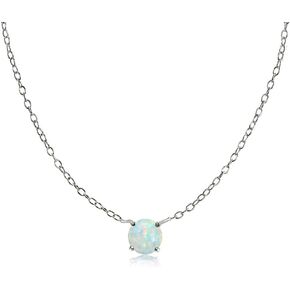 Sterling Silver Small Dainty Round Genuine, Simulated Gemstone or Cubic Zirconia Choker Necklace