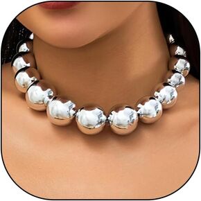 قلادات ذهبية مكتنزة من الخرز للنساء والفتيات المراهقات، قلادة سلسلة كبيرة من الذهب البوهيمي مبالغ فيها، إكسسوارات مجوهرات عصرية هدية in Kuwait