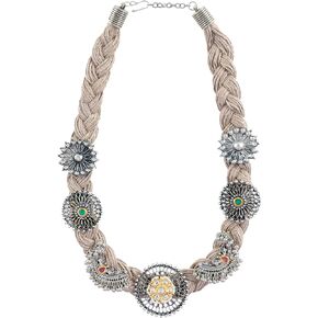 Indian Ethnic Afghani Jute Thread Antique Fashion Oxidized Silver Tribal Gypsy Choker Necklace Jewelry Women