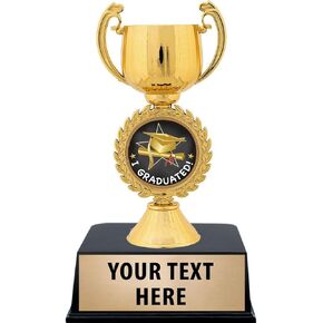Graduation Trophies with Custom Engraving, 6" Personalized I Graduated Gold Cup Award Trophy On Black Base Prime