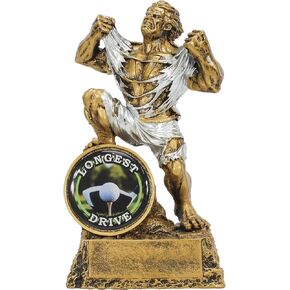 Monster Long Drive Golf Trophy – 6.75 Inch Tall | Longest Drive Monster Golfer Award | Golfing Monster - Engraved Plate on Request
