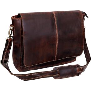 Handmade Vintage Retro Buffalo Hunter Leather Full Flap Messenger Handmade Bag Laptop Bag Satchel Bag Padded Messenger Bag Brown