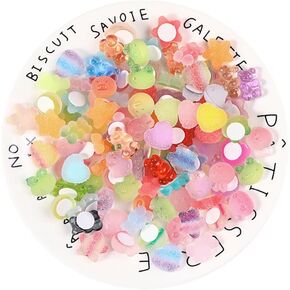50 Pcs Mix Soft Candy Resin Charms Flatback Fake Candy Buttons Embellishments Making Supplies for Cell Phone Case Scrapbooking Hair Clip HeadbandEaster DIY Craft Making