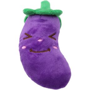 Purple Eggplant Squeaky Toys Cute Fruits Vegetables Plush Puppy Chew Soft Toy, Pet Supplies