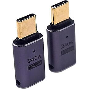2 Pack USB 4.0 Type C Extension Adapter with LED Light, 40Gbps USB C Male to USB C Female Extender, 240W 5A PD Fast Charging, 8K@60Hz 4k@120Hz Video Display
