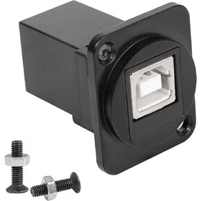 QIANRENON D-Type USB B 2.0 Panel Mount Solderless Connector, USB Type B Female to Female Coupler Socket Panel Mount Pass Through Adapter Fixed Panel Front and Rear Straight USB B Extender