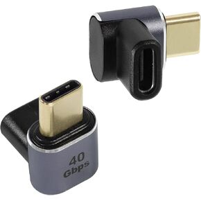 QIANRENON USB C 90° Adapter Coupler USB 4.0 Type C Female to Male Right Angle Extender Connector 40Gbps, Support 8K@60Hz Audio and Video Transmission 100W OTG,2 Pcs