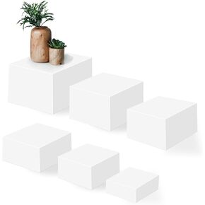 6 Steps Display Stands, White Acrylic Buffet Risers, Food Display Risers for Party with Hollow Bottoms