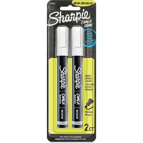 SHARPIE Chalk Marker, Wet Erase Markers, White, 2 Count