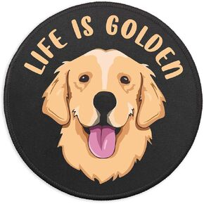 لوحة ماوس Golden Retriever، لوحة ماوس مع حافة مخيطة وقاعدة مطاطية مضادة للانزلاق، Life is Golden Mouse Mat لمستلزمات ألعاب الكمبيوتر المحمول، هدايا مكتبية لمحبي الكلاب، ملحقات مكتب المنزل والمكتب