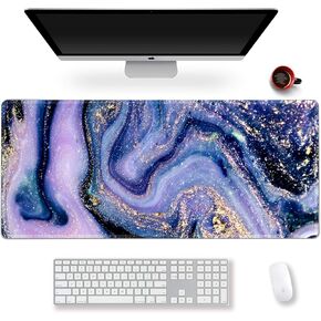 لوحة ماوس ألعاب ممتدة مقاس XXL ArtSo كبيرة للوحة المفاتيح، لوحة ماوس طويلة لتزيين المكتب، لوحة كتابة غير قابلة للانزلاق، قاعدة مطاطية، حواف مخيطة للعمل، اللعبة، المكتب، المنزل، 35.1 بوصة × 15.7 بوصة، رخام أزرق أرجواني in Kuwait