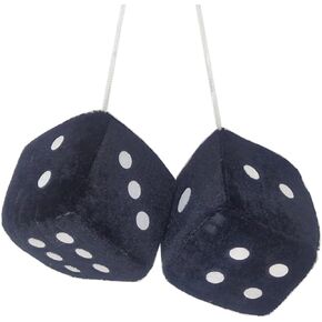 Fuzzy Dice for Car - Stylish Hanging Dice for Rear View Mirror, Premium Quality Car Dice Fuzzy Accessories to Express Your Unique Style - Retro Hanging Dice for Car Mirror Decoration (Black)