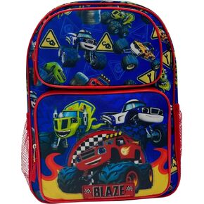 حقيبة ظهر مدرسية مرخصة من Fast Forward Blaze And The Monster Machines مقاس 16 بوصة للأولاد (أزرق-أحمر)